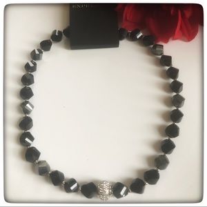 Expression Jewelry - Stone agate necklace with Crystal pendant. Expression Jewelry - Stone agate necklace with Crystal pendant.